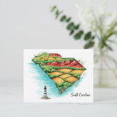 Vibrannt South Carolina Karte (Stehend Vorderseite)