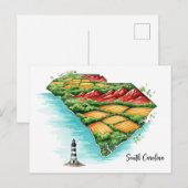 Vibrannt South Carolina Karte (Vorne/Hinten)