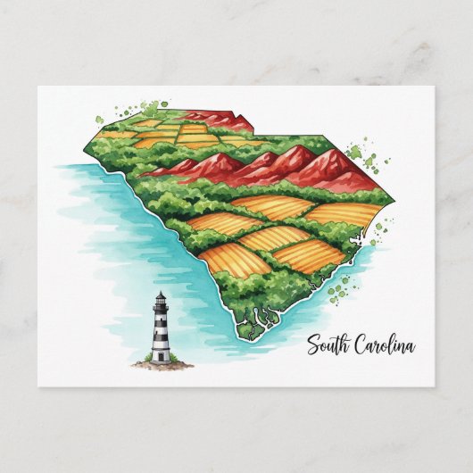 Vibrannt South Carolina Karte (Vorderseite)
