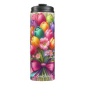 Vibrannt Tulip Bouquet Rainbow Ribbon Thermosbecher (Vorderseite)