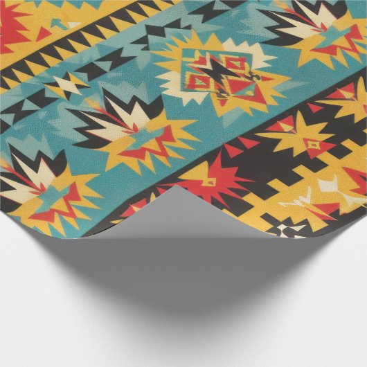 Vibrannte Aztec Tribal Geometric Geschenkpapier (Ecke)