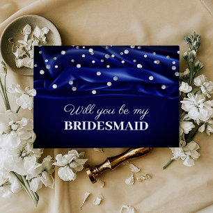 Vibrannte blaue Seide wird meine Bridesmaid sein Postkarte