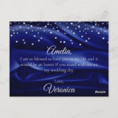 Vibrannte blaue Seide wird meine Bridesmaid sein Postkarte (Rückseite)