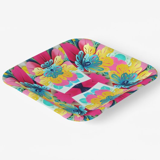 Vibrannte Fusion, mehrfarbiges Party Papier P Pappteller (Gewinkelt)