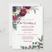 Vibrannte Marsala, Rosa, Blütenpracht, Navy Einladung (Vorderseite)