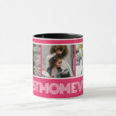 Vibrannte rosa Beste Mama je 3 FotoCollage kundens Tasse (Zentrum)