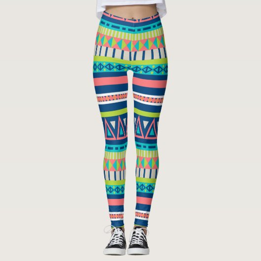 Vibranntes Aztec-Muster Leggings (Vorderseite)