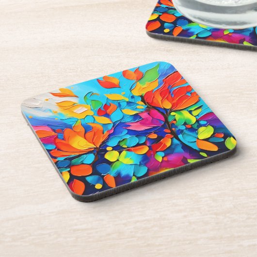 Vibranntes Blumenmotiv Getränkeuntersetzer (Linke Seite)