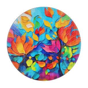 Vibranntes Blumenmotiv Schneidebrett