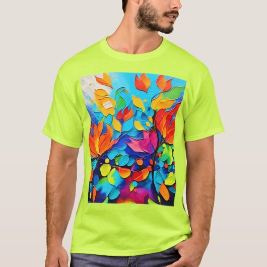 Vibranntes Blumenmotiv T-Shirt (Vorderseite)