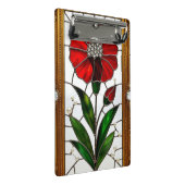 Vibranntes, festes Glasfeld einer roten Blume Mini Klemmbrett (Schrägansicht)