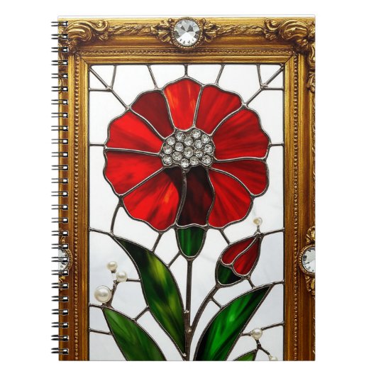 Vibranntes, festes Glasfeld einer roten Blume Notizblock (Vorderseite)