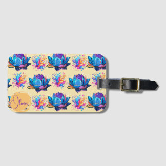 Vibranntes Lotus Blume Muster mit Aquarellfarbensp Gepäckanhänger