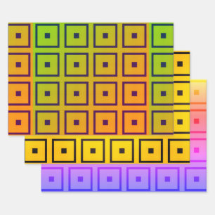 Vibranntes MulticoWrapping Paper Flat Sheet Set 3 Geschenkpapier Set