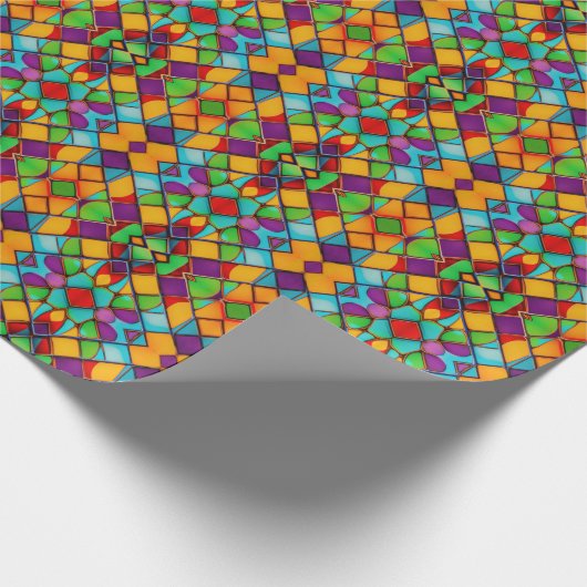 Vibranntes Muster aus gefärbtem Glas Geschenkpapier (Ecke)