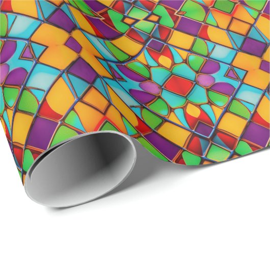 Vibranntes Muster aus gefärbtem Glas Geschenkpapier (Rolleneckpunkt)