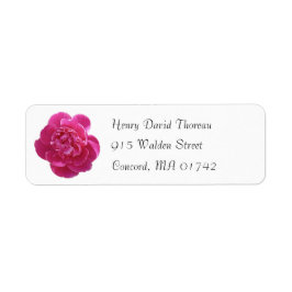 Vibranntes Pink Peony Blume Rückgabeadresse-Label