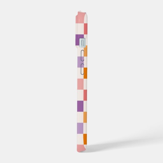 Vibranntes Prüfbrett-Muster iPhone 15 Hülle (Linke Seite)