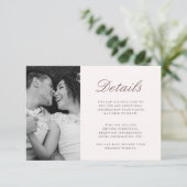Vibranntes rosa Foto für die Details der Hochzeit Begleitkarte (Stehend Vorderseite)