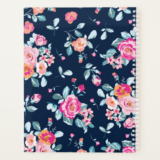 Vibranntes rosa Roses Blumenmuster Planer (Rückseite)