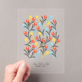 Vibranntes Tulip Muster Blumendesign auf Weiß Acryleinladungen (Insitu (Handheld))