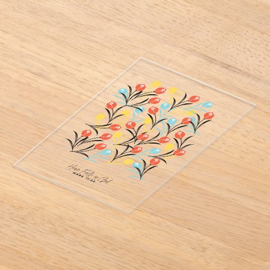 Vibranntes Tulip Muster Blumendesign auf Weiß Acryleinladungen (Ablage )