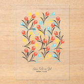 Vibranntes Tulip Muster Blumendesign auf Weiß Acryleinladungen (Vorderseite)