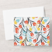 Vibranntes Tulip Muster Blumendesign auf Weiß All In One Einladung (Rückseite)