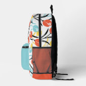 Vibranntes Tulip Muster Blumendesign auf Weiß Bedruckter Rucksack (Rechts)