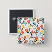 Vibranntes Tulip Muster Blumendesign auf Weiß Button (Vorne & Hinten)