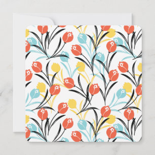Vibranntes Tulip Muster Blumendesign auf Weiß Einladung