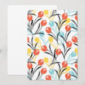 Vibranntes Tulip Muster Blumendesign auf Weiß Einladung (Vorne/Hinten)