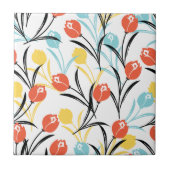 Vibranntes Tulip Muster Blumendesign auf Weiß Fliese (Vorderseite)