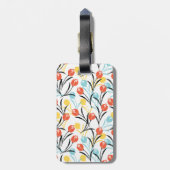 Vibranntes Tulip Muster Blumendesign auf Weiß Gepäckanhänger (Rückseite vertikal)