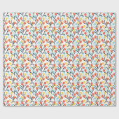 Vibranntes Tulip Muster Blumendesign auf Weiß Geschenkpapier (Flach)