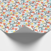 Vibranntes Tulip Muster Blumendesign auf Weiß Geschenkpapier (Ecke)