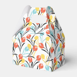 Vibranntes Tulip Muster Blumendesign auf Weiß Geschenkschachtel
