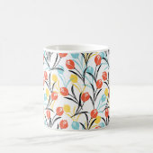 Vibranntes Tulip Muster Blumendesign auf Weiß Kaffeetasse (Mittel)
