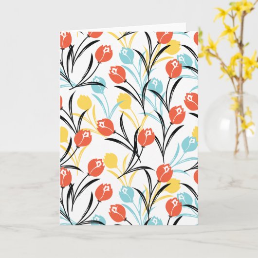 Vibranntes Tulip Muster Blumendesign auf Weiß Karte (Gelbe Blume)