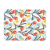 Vibranntes Tulip Muster Blumendesign auf Weiß Magnet (Horizontal)
