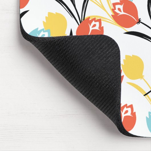 Vibranntes Tulip Muster Blumendesign auf Weiß Mousepad (Ecke)