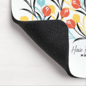 Vibranntes Tulip Muster Blumendesign auf Weiß Mousepad (Ecke)