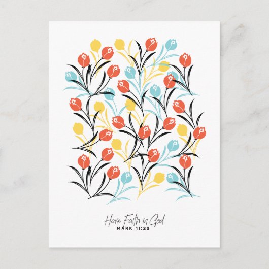 Vibranntes Tulip Muster Blumendesign auf Weiß Postkarte (Vorderseite)