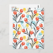 Vibranntes Tulip Muster Blumendesign auf Weiß Postkarte (Vorne/Hinten)