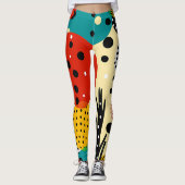 Vibrant 1960 Pop Roter Turnier gelb Leggings (Vorderseite)