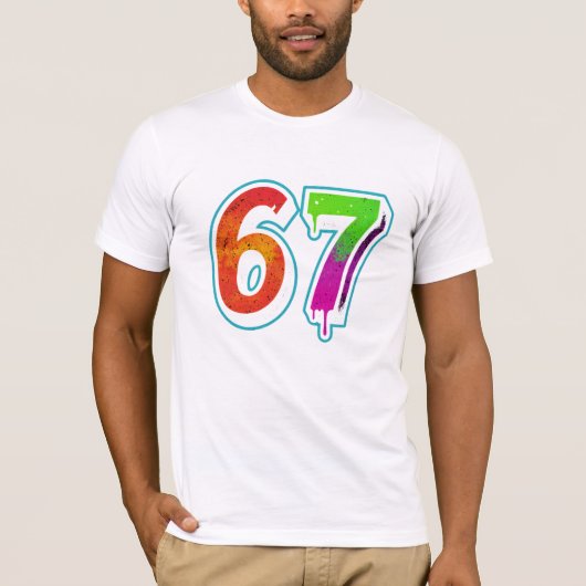  Vibrant 67 Art – Hand-Painted Number Design  T-Shirt (Vorderseite)