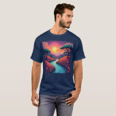 Vibrant 70s dreamscape blending nature and groovy  T-Shirt (Vorne ganz)