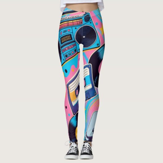 vibrant 90s pop culture-inspired design leggings (Vorderseite)
