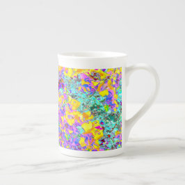 Vibrant Abstract Art Mug – Turquoise Yellow Magent Porzellantasse