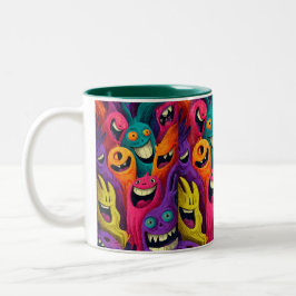 Vibrant Abstract Cartoon Creature Mug Zweifarbige Tasse